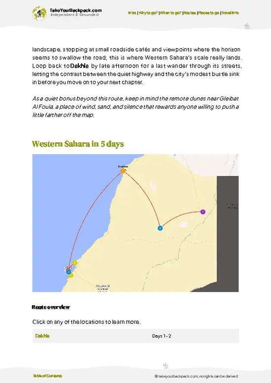 example page 4 from our offline Travel Guide for Western Sahara